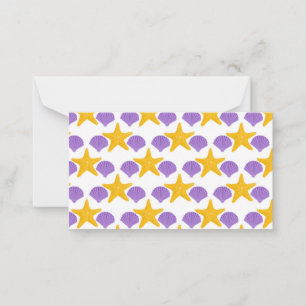 Purple Seashells Yellow Starfish Marine Life Card