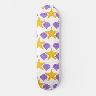 Purple Seashells Yellow Starfish Marine Life Skateboard
