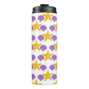 Purple Seashells Yellow Starfish Marine Life Thermal Tumbler