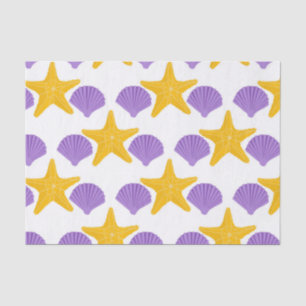 Purple Seashells Yellow Starfish Marine Life Tissue Paper