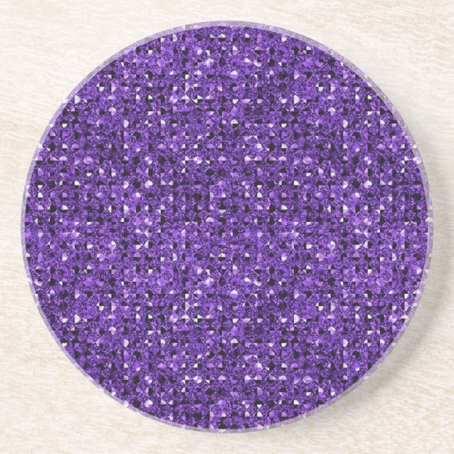 purple sequin effect sandstone drink coasters (Front)