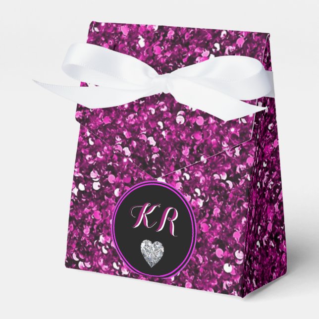 Purple Sequins Favor Box (Front Side)