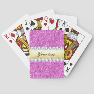 Purple Sequins Gold Foil and Diamonds Playing Cards