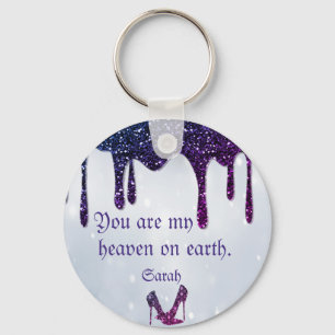 Purple Sequins, Heels Keychain