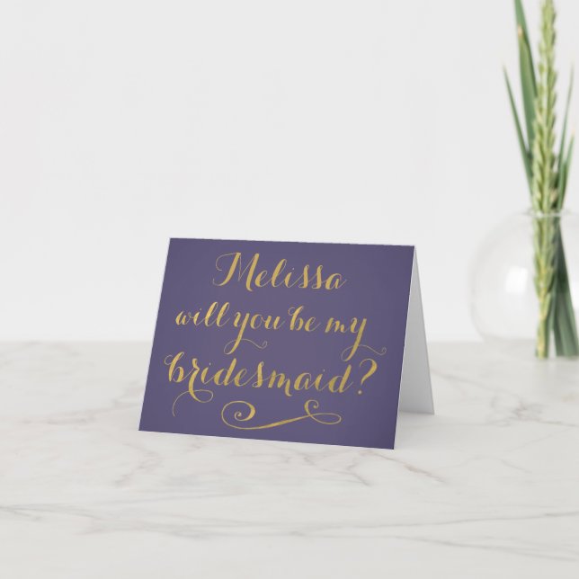 Purple Serez-Vous Ma Carte De Typographie D'Épouse (Devant)