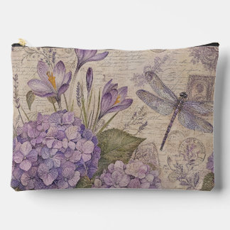 Purple Shabby Chic Hydrangeas Accessory Pouch