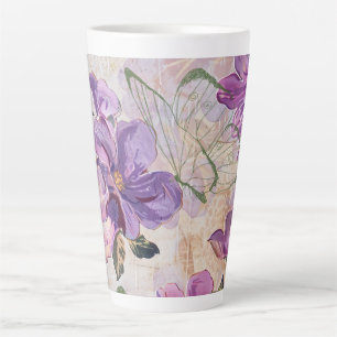 Purple Shabby Cottage Butterfly  Latte Mug