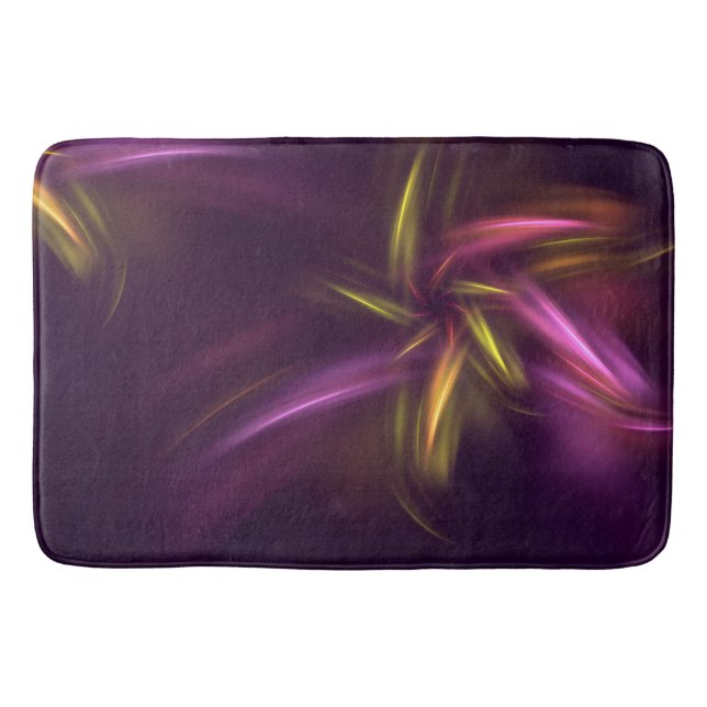 Purple Shades Abstract Flower Fantasy Bath Mat (Front)