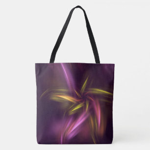 Purple Shades Abstract Flower Fantasy Tote Bag
