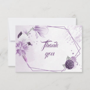 purple shades flowers geometric thank you card