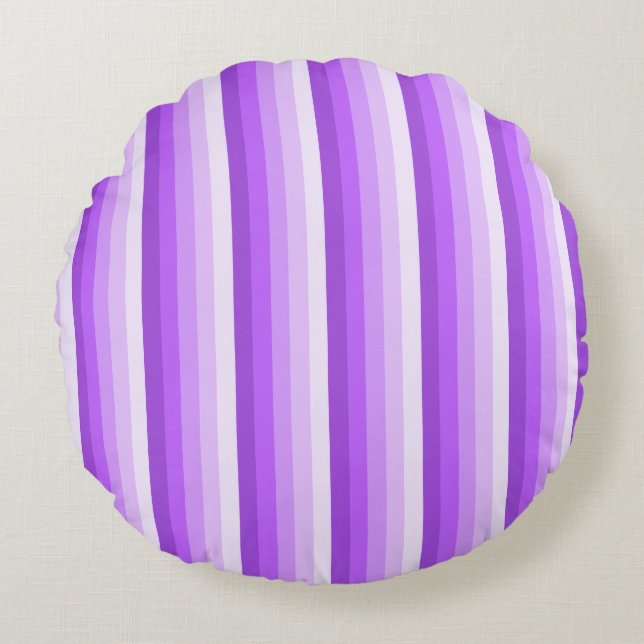 Purple shadow stripes round pillow (Front)