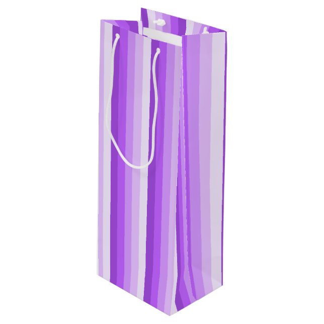 Purple shadow stripes wine gift bag (Front Angled)