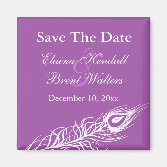 Purple Shake your Tail Feathers Save the Date Magnet (Front)