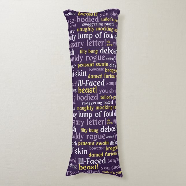 Purple Shakespeare Insult Funny English Gift Body Pillow (Front Vertical)