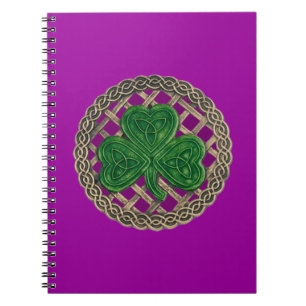 Purple Shamrock On Celtic Knots Spiral Notebook