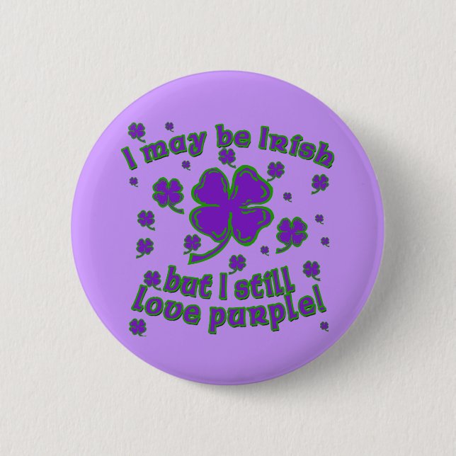 Purple Shamrock St. Patrick's Day Design 2 Inch Round Button (Front)
