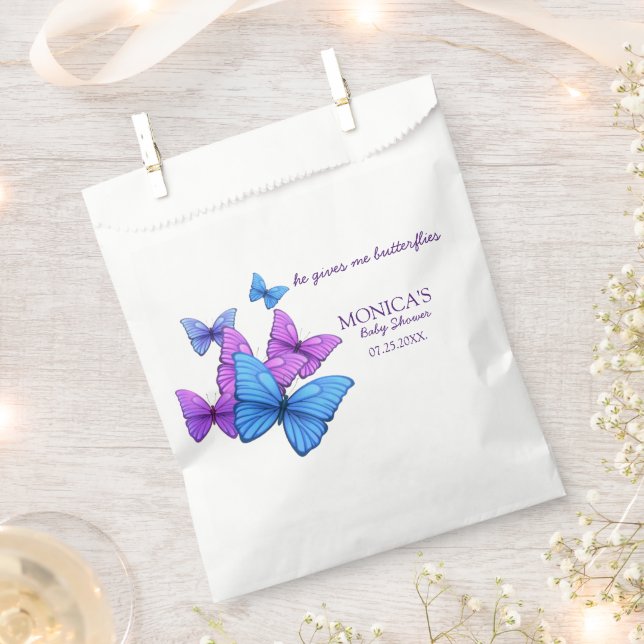 Purple She Gave Me Butterflies Bridal Shower  Favour Bag (Clipped)