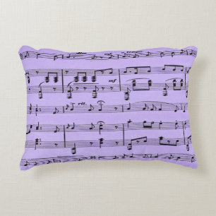 Purple Sheet Music Accent Pillow