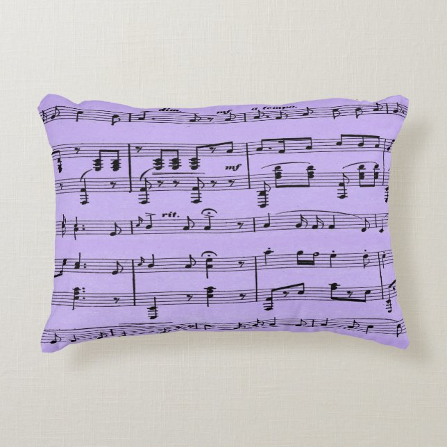 Purple Sheet Music Accent Pillow (Front)