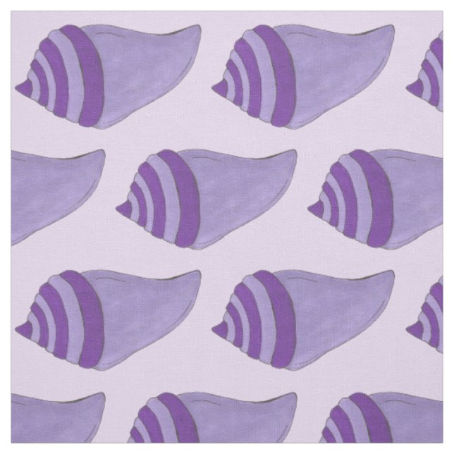 Purple Shells Conch Seashell Beach Ocean Summer Fabric (Swatch)