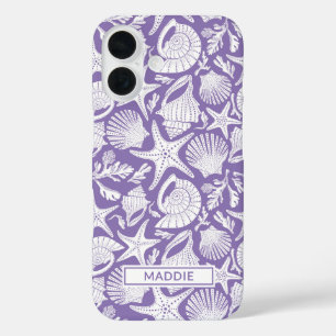 Purple Shells Personalized iPhone 16 Case