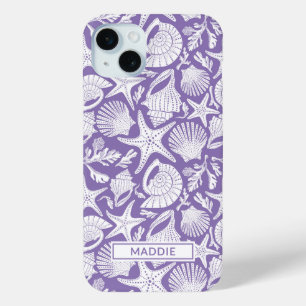 Purple Shells Personalized iPhone 15 Mini Case