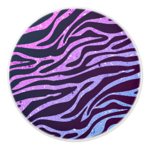 Purple shine and zebra print ceramic knob