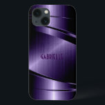 Purple Shiny Metallic Brushed Aluminum Look iPhone 13 Case<br><div class="desc">Shiny purple metallic brushed aluminum look. Custom and optional monogram. Cool masculine design. Available on other products</div>