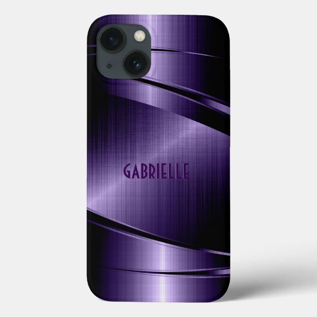 Purple Shiny Metallic Brushed Aluminum Look Case-Mate iPhone Case (Back)