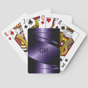 Purple Shiny Metallic Brushed Aluminum Look  Playing Cards