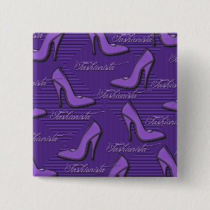 Purple Shoes-Fashionista-Button 2 Inch Square Button