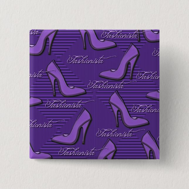 Purple Shoes-Fashionista-Button 2 Inch Square Button (Front)
