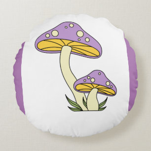 Purple Shroom Round Pillow