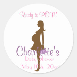 Purple Silhouette Baby Shower Party Favour Sticker
