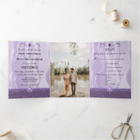 Purple Silk & Purple Foil & Pearls, Diamonds Tri-F