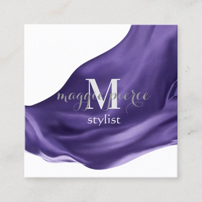 Purple Silk Square Business Card (Front)