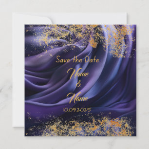 Purple silk style wedding invitation 