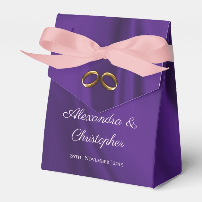 Purple Silk Wedding Favor Box (Front Side)