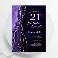 Purple Silver Agate 21st Birthday