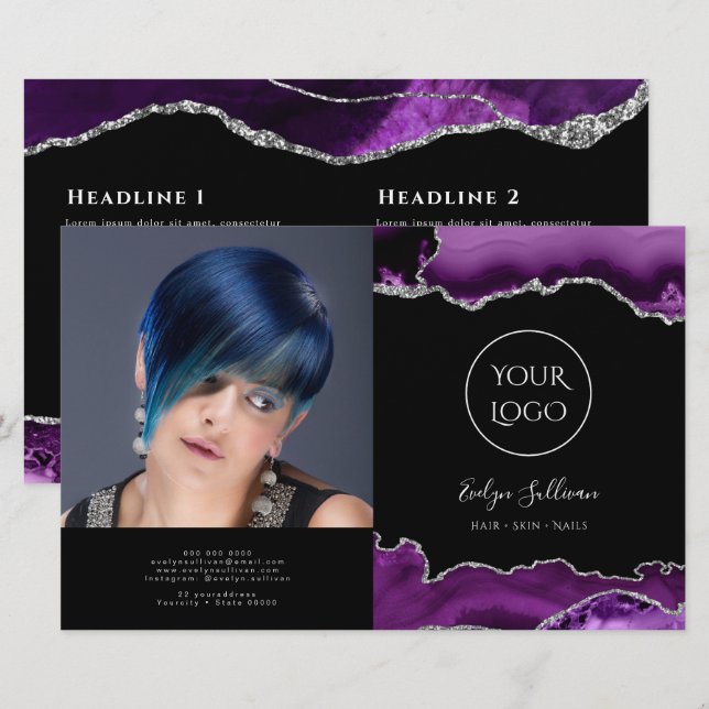 purple silver agate bifold brochure (Front/Back)