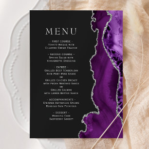 Purple Silver Agate Dark Wedding Menu