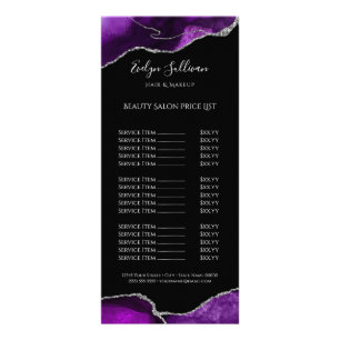 purple silver agate on black price list rack card