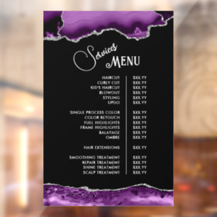 Purple Silver Agate Services Menu Window Cling