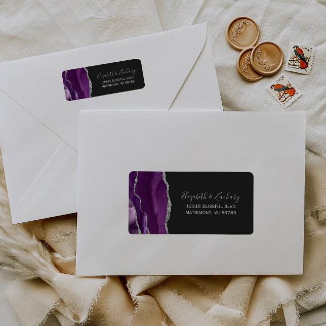 Purple Silver Agate Wedding Return Address (Creator Uploaded)