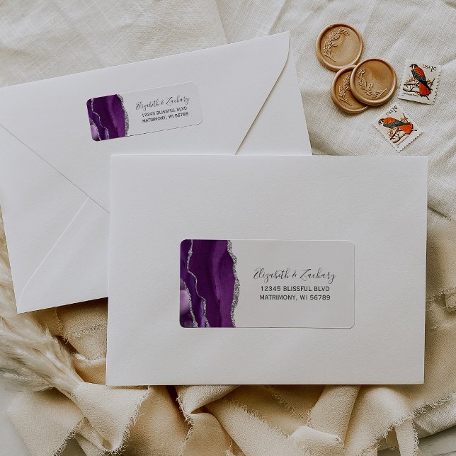Purple Silver Agate Wedding Return Address (Creator Uploaded)