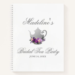 Purple Silver Bridal Shower Tea Party Gift List Notebook