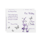 Purple Silver Butterfly Floral Wedding Program