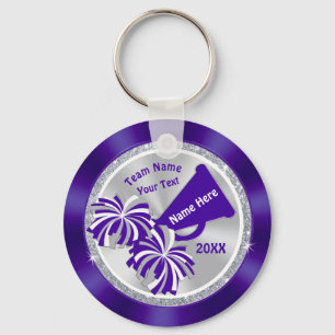 Purple Silver Cheap Personalized Cheer Bag Tags Keychain