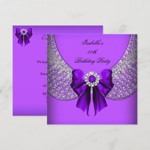 Purple Silver Elegant Birthday Party Invitation