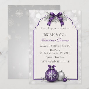 Purple Silver Festive Corporate Christmas Party Invitation